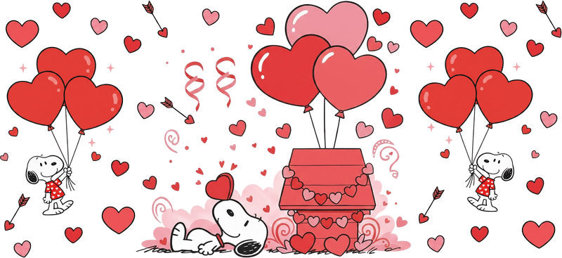 Romantic Balloon Hearts 16oz UV DTF Transfer Cup Decal for Libbey Glass KA-8518