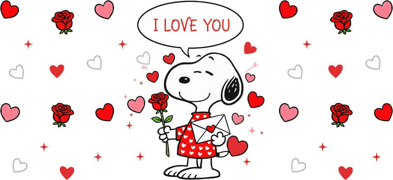 Love Message Cartoon 16oz UV DTF Transfer Cup Decal for Libbey Glass KA-8526