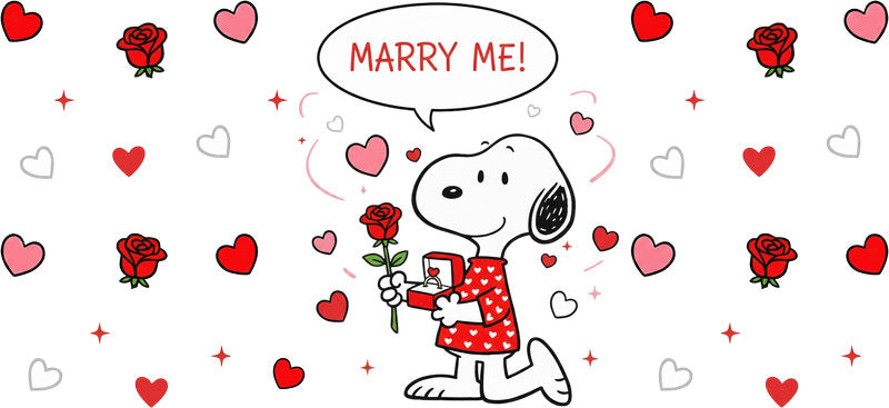 Marry Me Romance Design 16oz UV DTF Transfer Cup Decal for Libbey Glass KA-8527