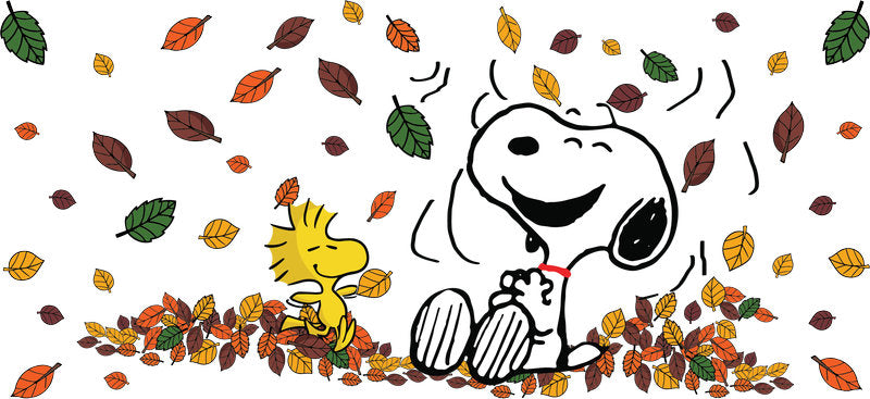 Autumn Leaves Cartoon 16oz UV DTF Transfer Cup Decal for Libbey Glass KA-8530