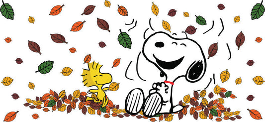Autumn Leaves Cartoon 16oz UV DTF Transfer Cup Decal for Libbey Glass KA-8530