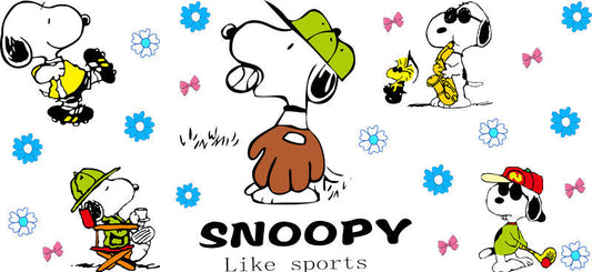 Sports Cartoon Friends 16oz UV DTF Transfer Cup Decal for Libbey Glass KA-8537