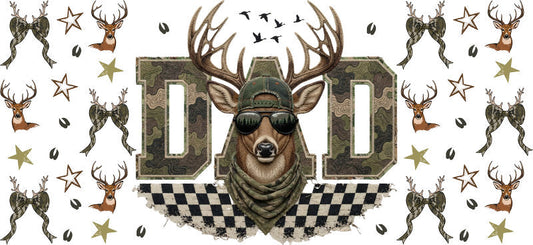 Buck Deer Dad Design 16oz UV DTF Transfer Cup Wrap for Libbey Glass KA-8563