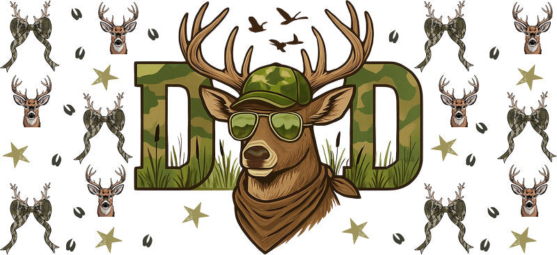 Buck Dad Outdoor Lifestyle 16oz UV DTF Transfer Cup Wrap for Libbey Glass KA-8569