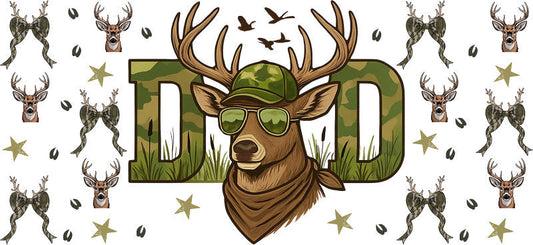 Buck Dad Outdoor Lifestyle 16oz UV DTF Transfer Cup Wrap for Libbey Glass KA-8569