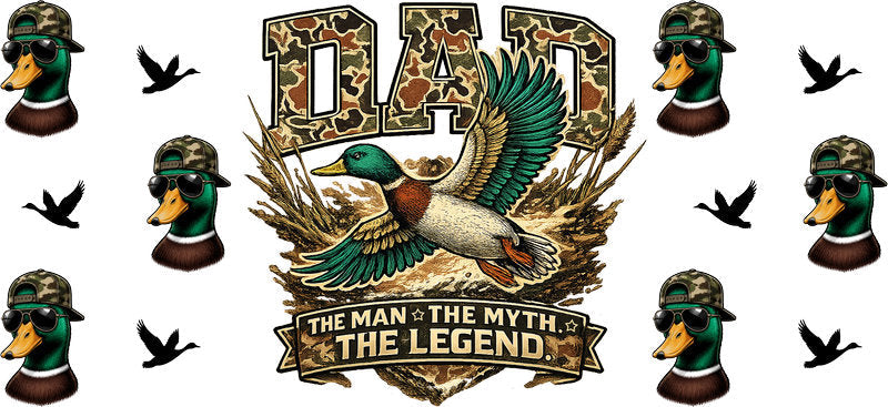 Legendary Duck Hunter Design 16oz UV DTF Transfer Cup Wrap for Libbey Glass KA-8570