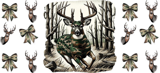 Whitetail Deer Hunter Design 16oz UV DTF Transfer Cup Wrap for Libbey Glass KA-8573
