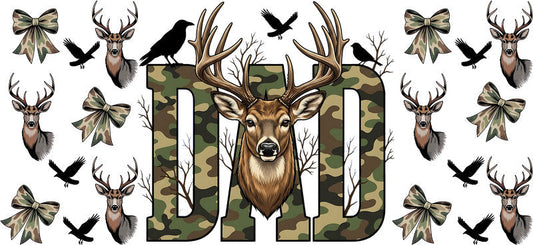 Deer Dad Life Outdoor Design 16oz UV DTF Transfer Cup Wrap for Libbey Glass KA-8574