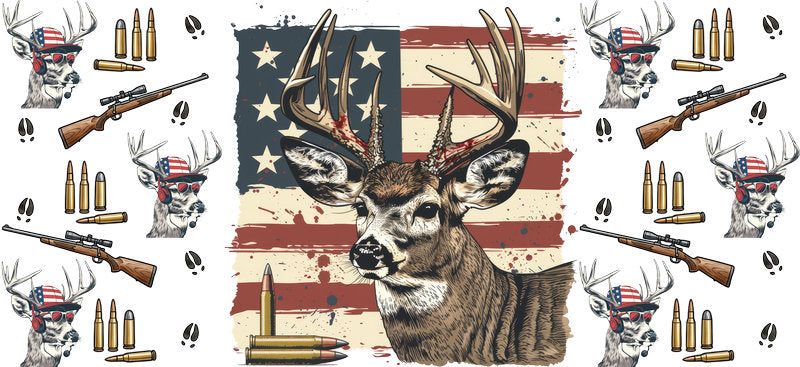 American Deer Outdoor Life 16oz UV DTF Transfer Cup Wrap for Libbey Glass KA-8608