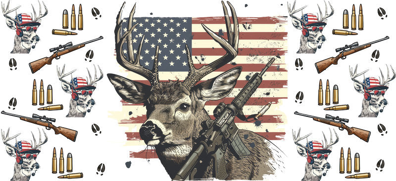 USA Hunting Season Design 16oz UV DTF Transfer Cup Wrap for Libbey Glass KA-8611