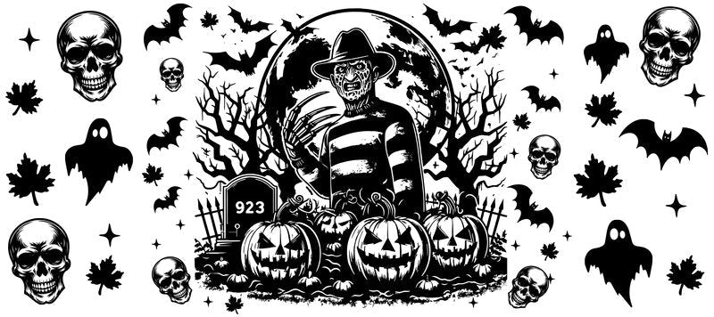 KA-8618,Halloween inspired spooky glass can wrap UV DTF transfer,KA-8618
