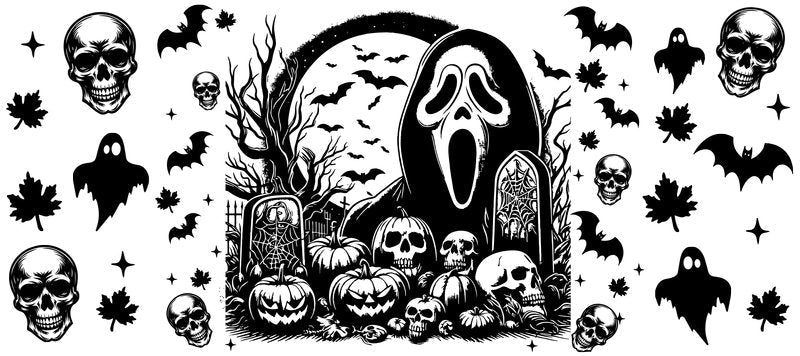 KA-8621,Ghostly character glass can wrap UV DTF transfer,KA-8621