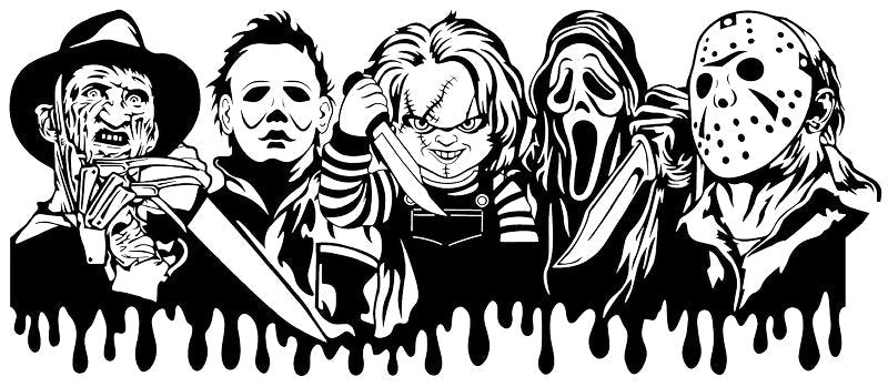 KA-8624,Spooky character lineup cup wrap UV DTF transfer,KA-8624