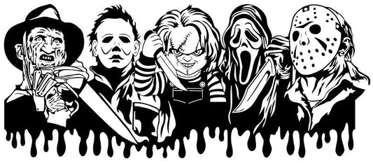KA-8624,Spooky character lineup cup wrap UV DTF transfer,KA-8624