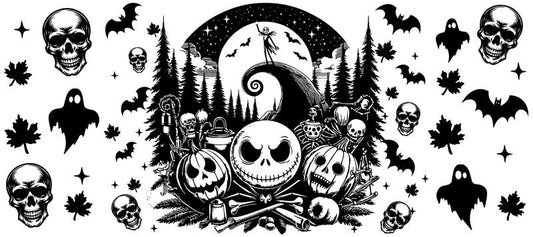 KA-8627,Halloween pumpkin spooky night glass can wrap UV DTF transfer,KA-8627