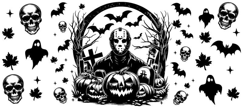 KA-8628,Halloween pumpkin night themed cup wrap UV DTF transfer,KA-8628