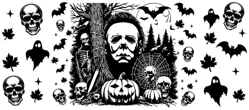 KA-8629,Haunted graveyard scene cup wrap UV DTF transfer,KA-8629