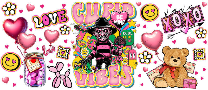 KA-8637,Cute pink kawaii sticker style glass can wrap UV DTF transfer,KA-8637