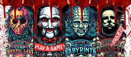 KA-8644,Bloody horror character collage cup wrap UV DTF transfer,KA-8644