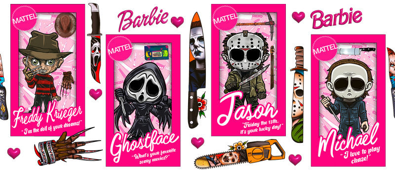 KA-8648,Pink fashion doll style glass can wrap UV DTF transfer,KA-8648
