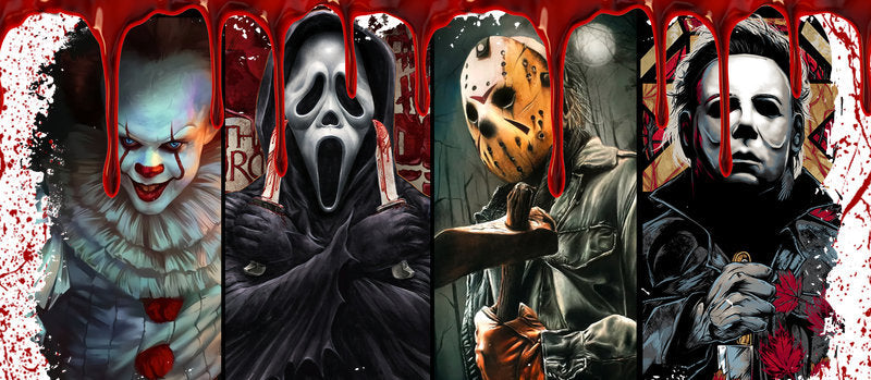 KA-8679,Slasher horror character collage UV DTF transfer cup wrap,KA-8679