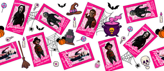 KA-8683,Pink horror fashion style UV DTF transfer cup wrap,KA-8683