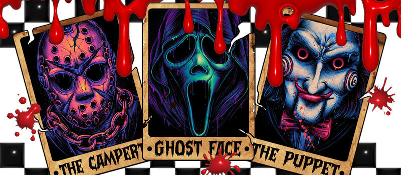 KA-8684,Neon horror mask character glass can wrap UV DTF transfer,KA-8684