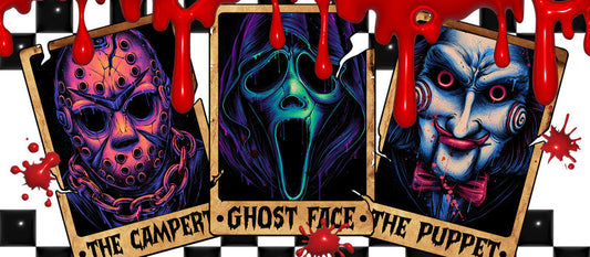KA-8684,Neon horror mask character glass can wrap UV DTF transfer,KA-8684