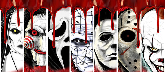 KA-8685,Masked slasher character lineup UV DTF transfer cup wrap,KA-8685