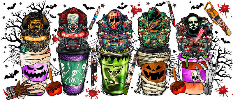 KA-8692,Cute spooky drink character glass can wrap UV DTF transfer,KA-8692