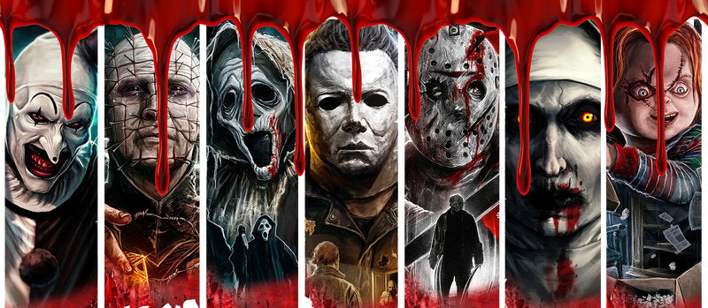 KA-8697,Bloody horror character lineup UV DTF transfer cup wrap,KA-8697