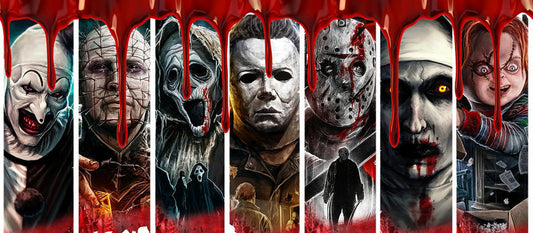 KA-8697,Bloody horror character lineup UV DTF transfer cup wrap,KA-8697