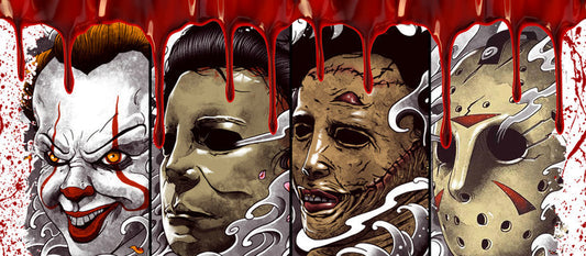 KA-8698,Evil clown horror glass can wrap UV DTF transfer,KA-8698