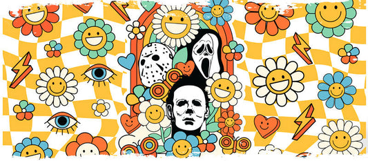 KA-8739,Retro spooky floral glass can wrap UV DTF transfer,KA-8739