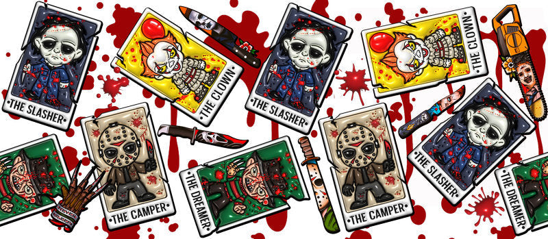 KA-8743,Vintage horror card collection glass can wrap UV DTF transfer,KA-8743