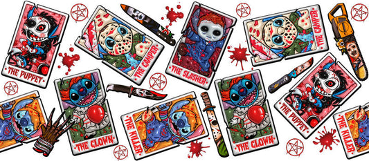 KA-8744,Retro horror art card UV DTF transfer cup wrap,KA-8744
