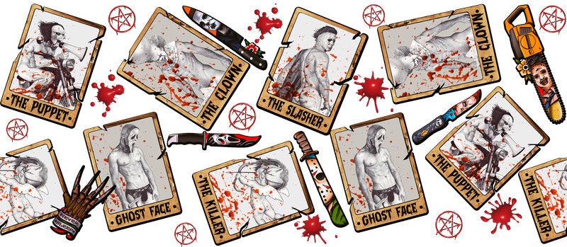 KA-8754,Aged paper horror style glass can wrap UV DTF transfer,KA-8754
