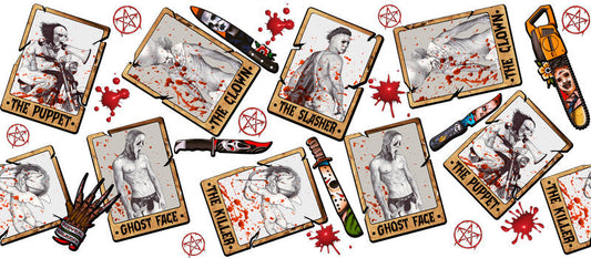 KA-8754,Aged paper horror style glass can wrap UV DTF transfer,KA-8754