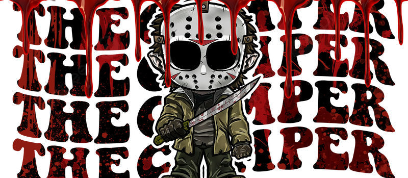 KA-8756,Hockey mask style horror character glass can wrap UV DTF transfer,KA-8756