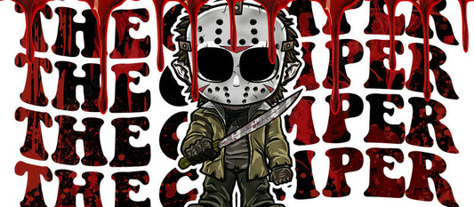 KA-8756,Hockey mask style horror character glass can wrap UV DTF transfer,KA-8756