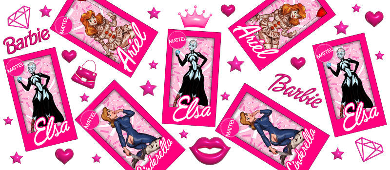 KA-8768,Pink princess style character glass can wrap UV DTF transfer,KA-8768