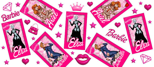 KA-8768,Pink princess style character glass can wrap UV DTF transfer,KA-8768