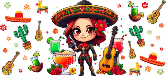 KA-8775: mexican fiesta, guitar, sombrero, cactus, colorful