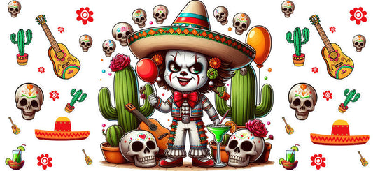 KA-8777: skeleton, sombrero, guitar, cactus, colorful