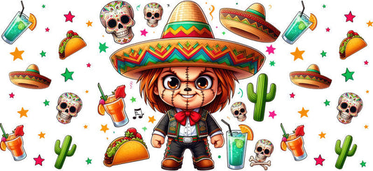 KA-8781: boy, guitar, sombrero, cactus, colorful