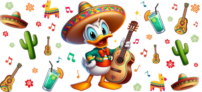 KA-8784: duck, guitar, sombrero, cactus, colorful