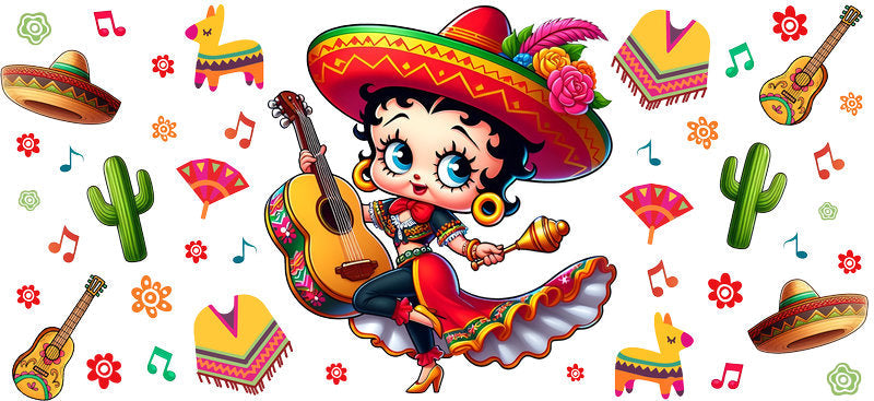 KA-8785: girl, dance, sombrero, cactus, colorful