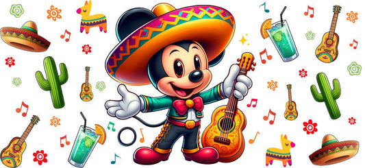 KA-8787: mouse, guitar, sombrero, cactus, colorful