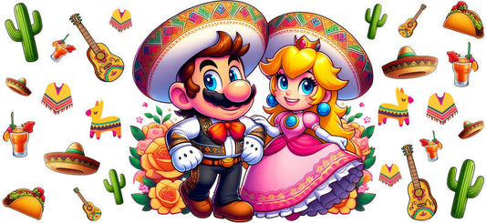 KA-8788: couple, guitar, sombrero, cactus, colorful
