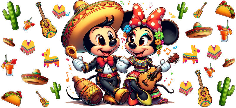 KA-8790: mouse couple, sombrero, cactus, colorful